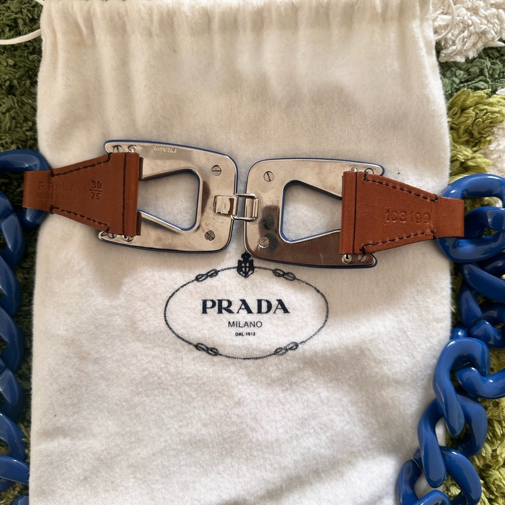 Prada Blue and Brown Adjustable Chain Belt - Picture 7 of 7